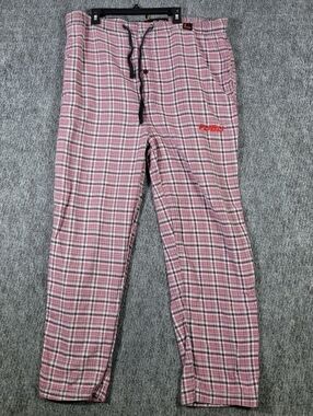 FUBU Mens XL Red Plaid Fleece Pajama Pants Sleepwear Lounge Drawstring